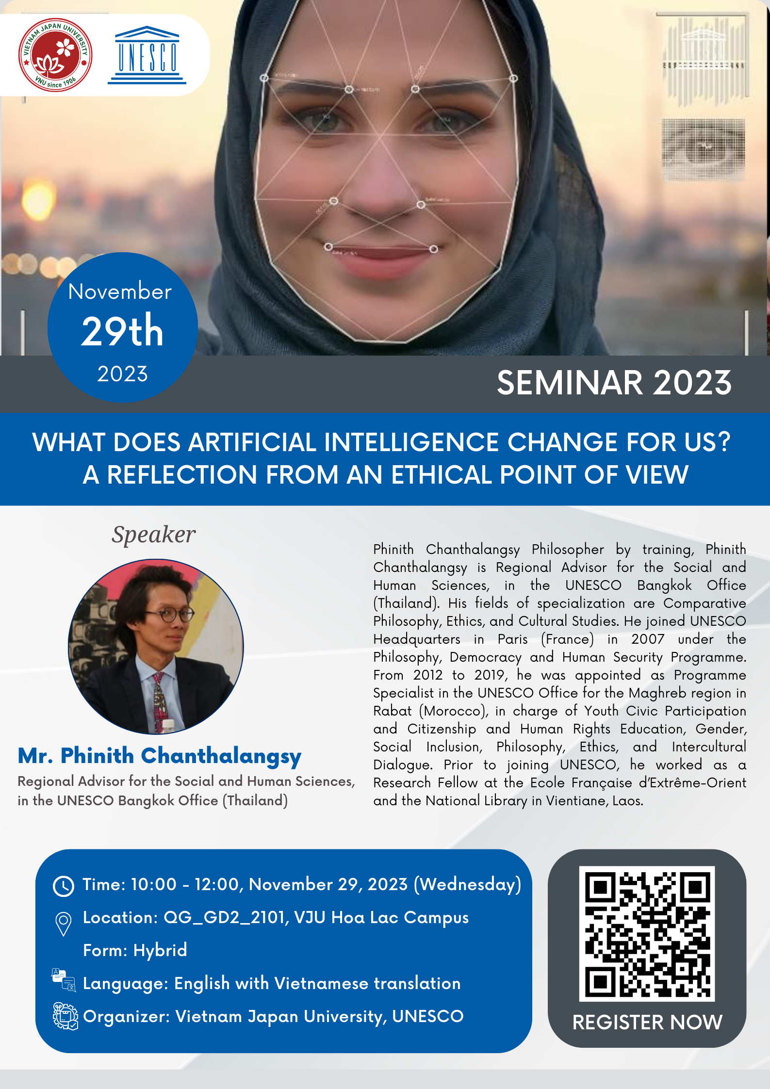 VJU x UNESCO Seminar 2023: Khuyến nghị của UNESCO về Đạo đức trong trí tuệ nhân tạo: thực tiễn và triển khai tại Việt Nam